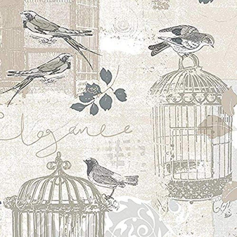 Waynesboro 32.7' x 20.5" Birdcage Toile Textured Wallpaper in Grey